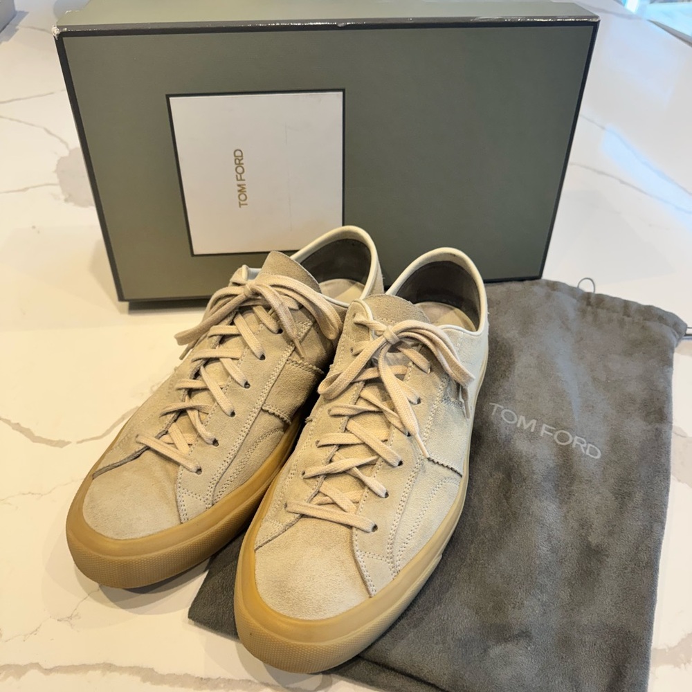 Authentic TOM FORD Cream Suede Sneakers